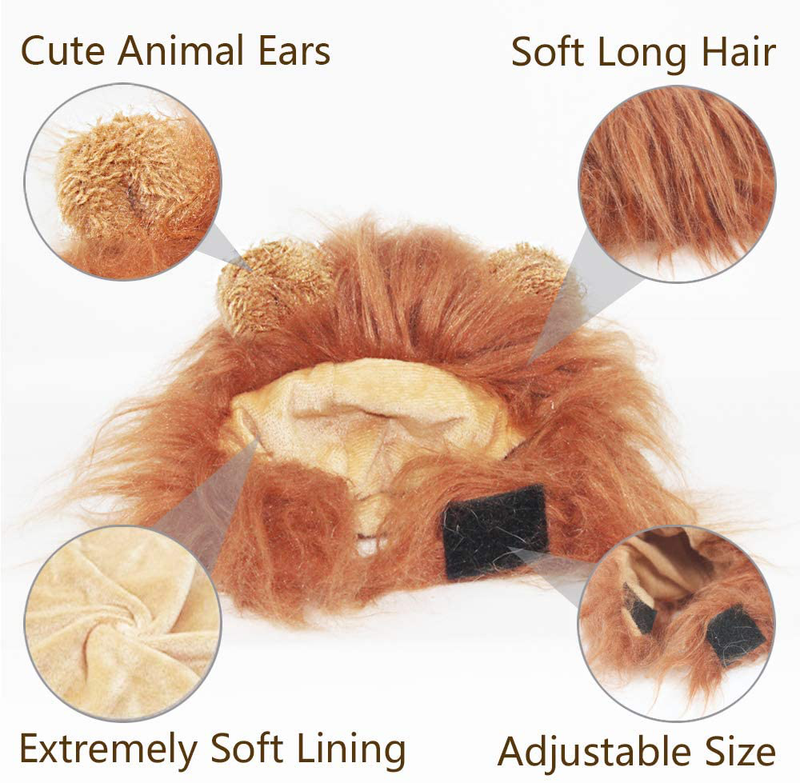 GALOPAR Cat Apparel, Halloween Pet Costume Dog Cat Costume Lion Mane Wig for Cats and Small Dogs, Party, Photo Shoots, Entertainment, Cosplay Animals & Pet Supplies > Pet Supplies > Cat Supplies > Cat Apparel GALOPAR   