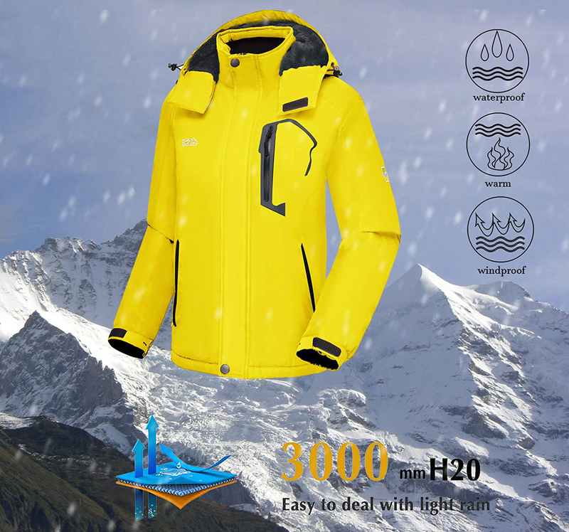 Pooluly Women's Ski Jacket Warm Winter Waterproof Windbreaker Hooded Raincoat Snowboarding Jackets  Pooluly   