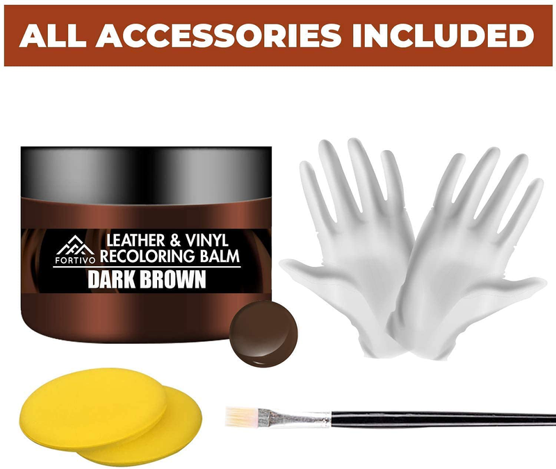 Dark Brown Leather Recoloring Balm - Leather Repair Kits for Couches - Leather Restorer for Couches Brown Car Seat, Boots - Cream Leather Repair for Upholstery - Refurbishing Dark Brown Leather Dye  ‎FORTIVO   
