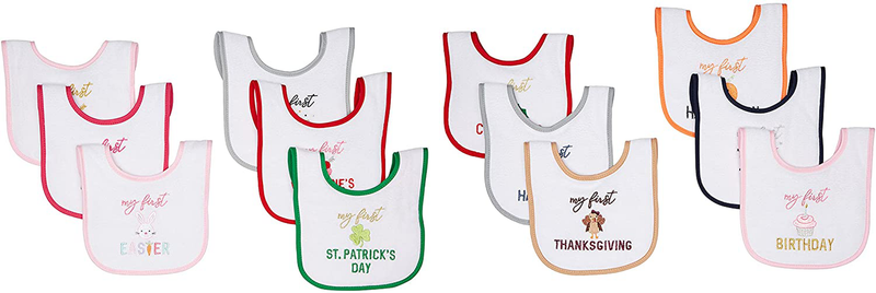 Hudson Baby Unisex Baby Cotton Terry Drooler Bibs with Fiber Filling Home & Garden > Decor > Seasonal & Holiday Decorations Hudson Baby Girl Holiday One Size 