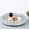 Feyarl Anti-Scratch Glass Mirror Surface Crystal Vanity Makeup Tray Ornate Jewelry Trinket Tray Organizer Sparkly Bling Cosmetic Perfume Bottle Tray Decorative Home Decor Dresser Skin Care Storage Home & Garden > Decor > Decorative Trays Feyarl Silver  