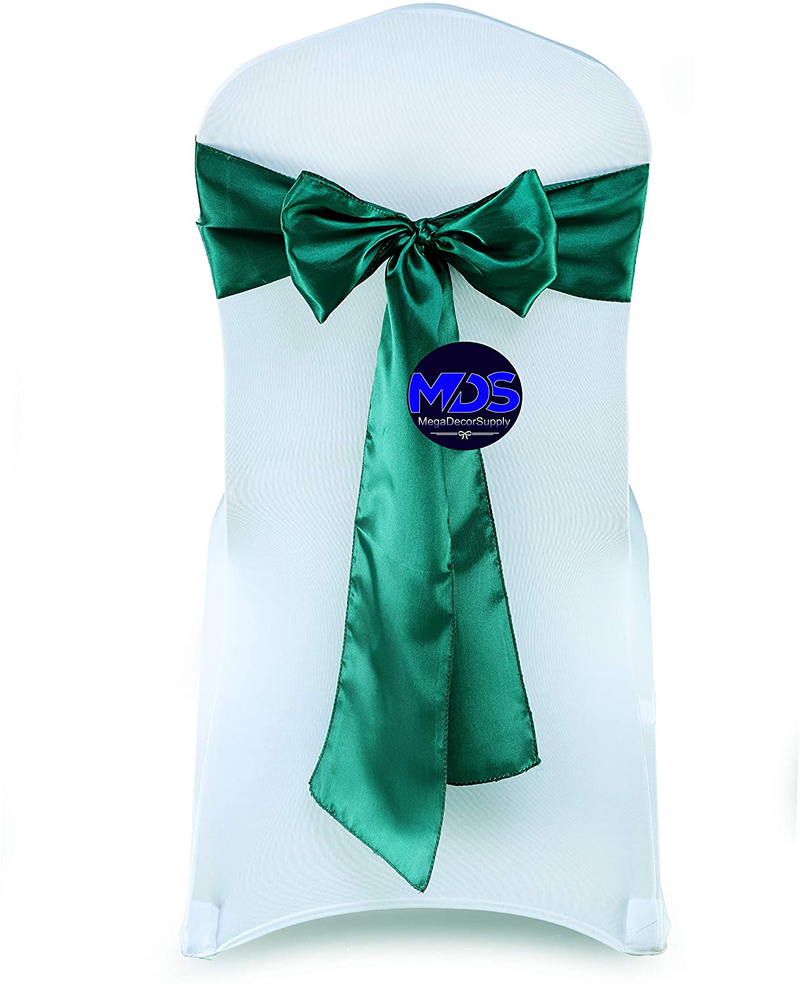 mds Pack of 25 Satin Chair Sashes Bow sash for Wedding and Events Supplies Party Decoration Chair Cover sash -Gold Arts & Entertainment > Party & Celebration > Party Supplies mds Emerald Green 25 