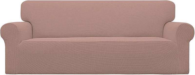 Easy-Going Stretch Sofa Slipcover 1-Piece Couch Sofa Cover Furniture Protector Soft with Elastic Bottom for Kids, Spandex Jacquard Fabric Small Checks(Sofa,Dark Gray) Home & Garden > Decor > Chair & Sofa Cushions Easy-Going Pink X Large 