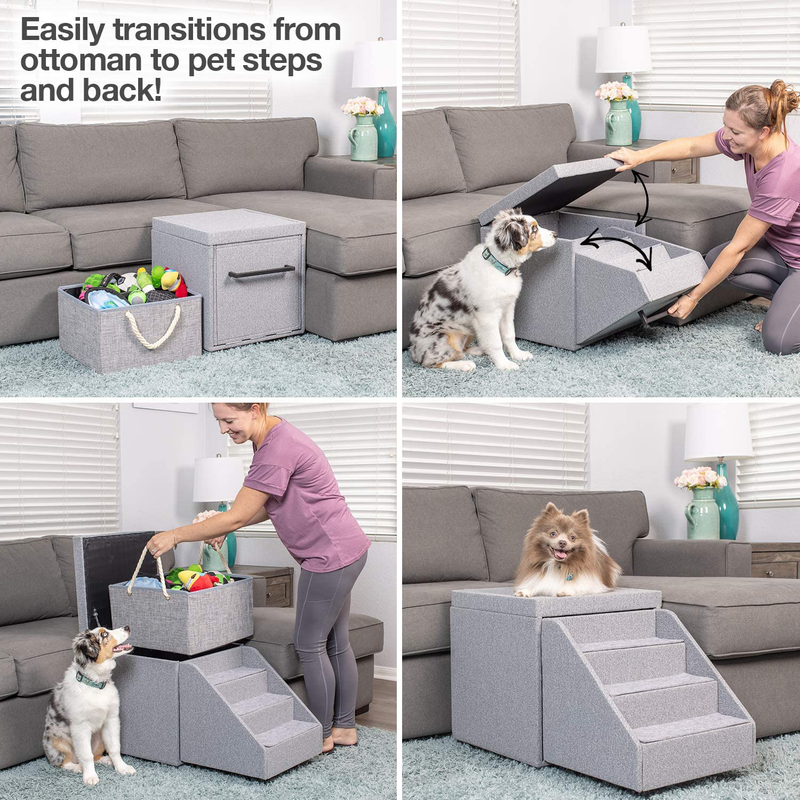 Petfusion Multi-Purpose Pet Stairs, Foldaway Cat & Dog Steps. Ottoman & Dog Toy Basket & Storage, Great Dog & Cat Window Perch (18X18X18”) Perfect Pet Steps for Couch, Bed, or Window. 1 Year Warr Animals & Pet Supplies > Pet Supplies > Cat Supplies > Cat Beds PetFusion   
