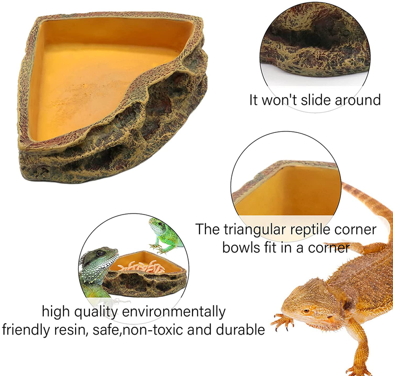 Reptile Feeder Resin Bowl Amphibian Reptile Bowl for Reptile Lizard Gecko Bearded Dragon Turtle