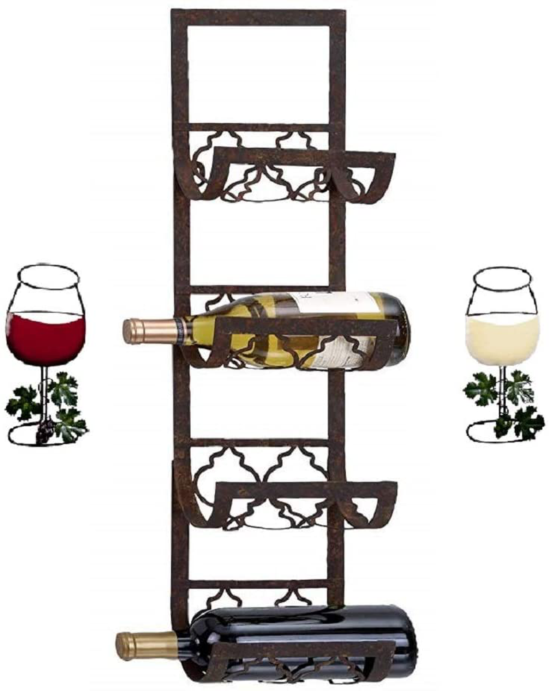 Miles Kimball Wine Wall Decor - Vintage Red & White Wine Glasses Metal Decoration for Home Kitchen, Living Room, Dining Area, Farmhouse - With Hanging Hooks for Easy Installation - 2 Pieces per Set Home & Garden > Decor > Artwork > Sculptures & Statues Miles Kimball   