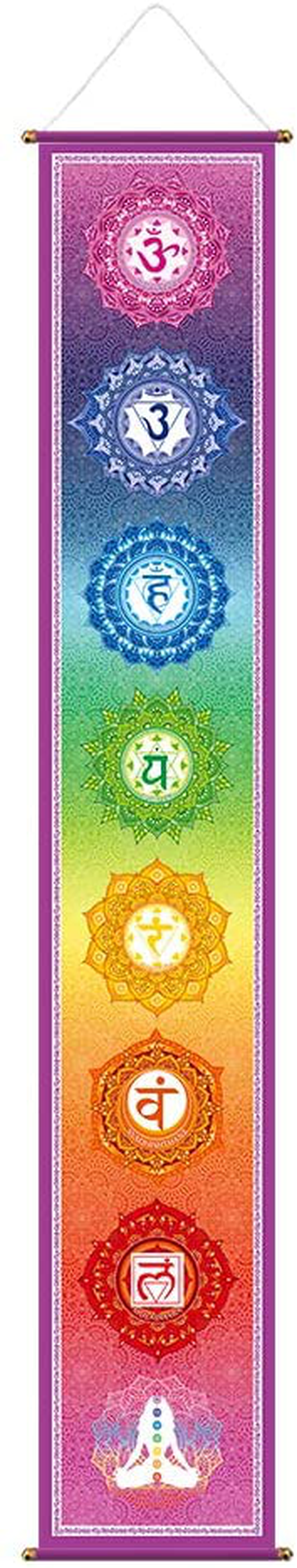 Funnytree 12"x71" Large Yoga Tapestry Meditation Studio Room 7 Chakra Mandala Hanging Banner Wall Poster Door Decor Porch Sign Indoor Outdoor Durable Fabric Home & Garden > Decor > Artwork > Decorative Tapestries Funnytree Default Title  