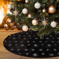 Ivarunner 48 Inch Black Christmas Tree Skirt,Large Faux Fur Xmas Tree Skirt with Sliver Sequin Snowflakes for Christmas Holiday Party Home Tree Ornaments Pet Favors