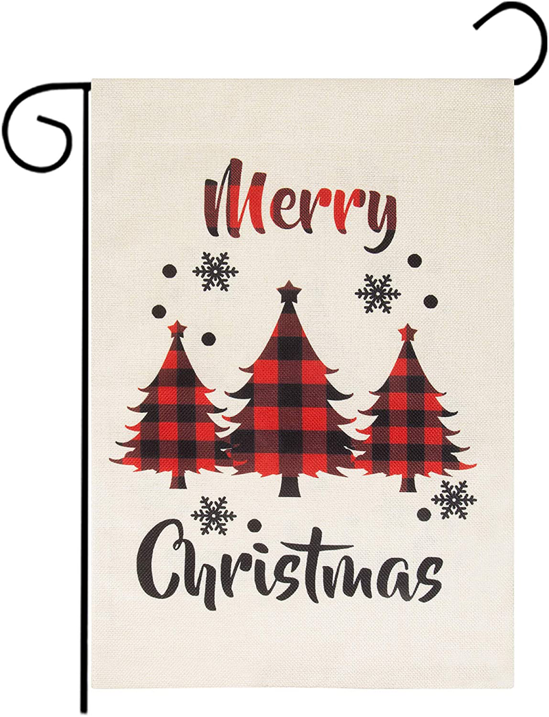 Roberly Merry Christmas Garden Flag, Vertical Christmas Flag with Buffalo Check Plaid Tree, Double-Sided Christmas Yard Flag Xmas Quote Winter Garden Flag for Outdoor Decoration (12.5" x 18") Home & Garden > Decor > Seasonal & Holiday Decorations& Garden > Decor > Seasonal & Holiday Decorations Roberly 12.5" x 18" -Small  