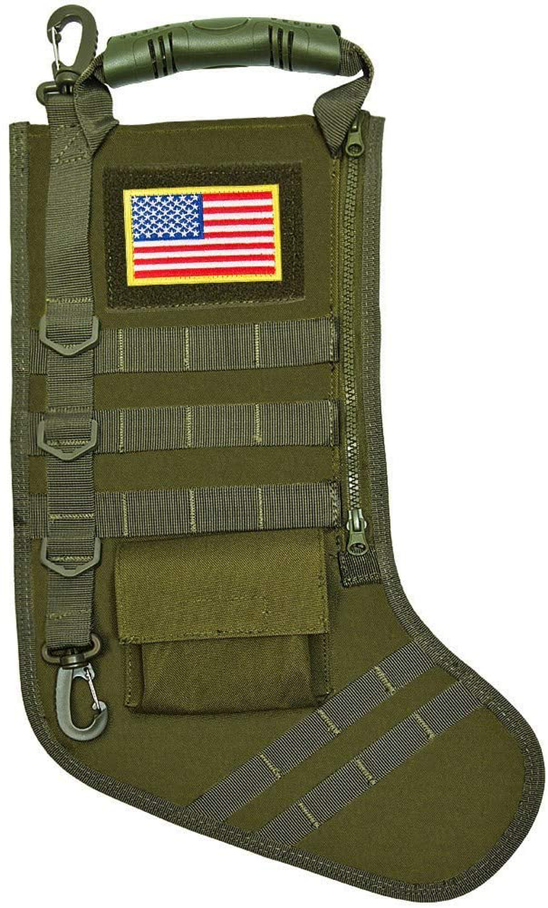 SPEED TRACK Tactical Christmas Xmas Stocking W/Handle, Perfect Mantel Decoration, Gift for Veterans Military Patriotic and Outdoorsy People (Green) Home & Garden > Decor > Seasonal & Holiday Decorations& Garden > Decor > Seasonal & Holiday Decorations SPEED TRACK   