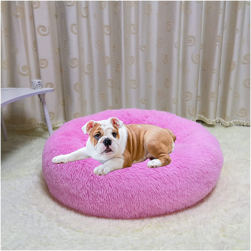 Dog Bed for Large Dog, Dog Beds for Medium Dogs, Small Dog Bed, Calming Dog Bed, Pet Bed, Anti-Anxiety Donut Dog Cuddler Bed, Warming Cozy Soft Dog round Bed  WFMZHY Pink X-Large(40inch) 