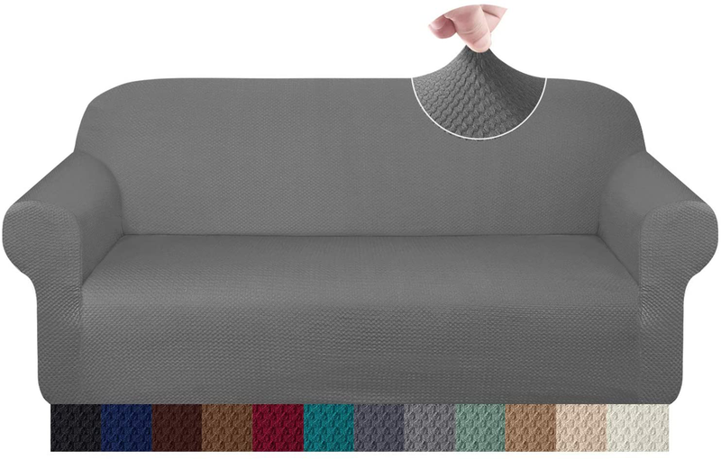 Granbest Thick Sofa Covers for 3 Cushion Couch Stylish Pattern Couch Covers for Sofa Stretch Jacquard Sofa Slipcover for Living Room Dog Pet Furniture Protector (Large, Gray) Home & Garden > Decor > Chair & Sofa Cushions Granbest Light Gray Large 