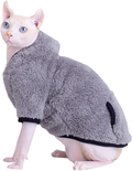 Sphynx Hairless Cat Clothes Winter Thick Warm Soft Vest Hoodies Pajamas for Cats Pet Clothes Pullover Kitten Shirts with Sleeves (Gray, M(4.4-5.5Lbs)) Animals & Pet Supplies > Pet Supplies > Cat Supplies > Cat Apparel WQCXYHW Gray M(4.4-5.5lbs) 