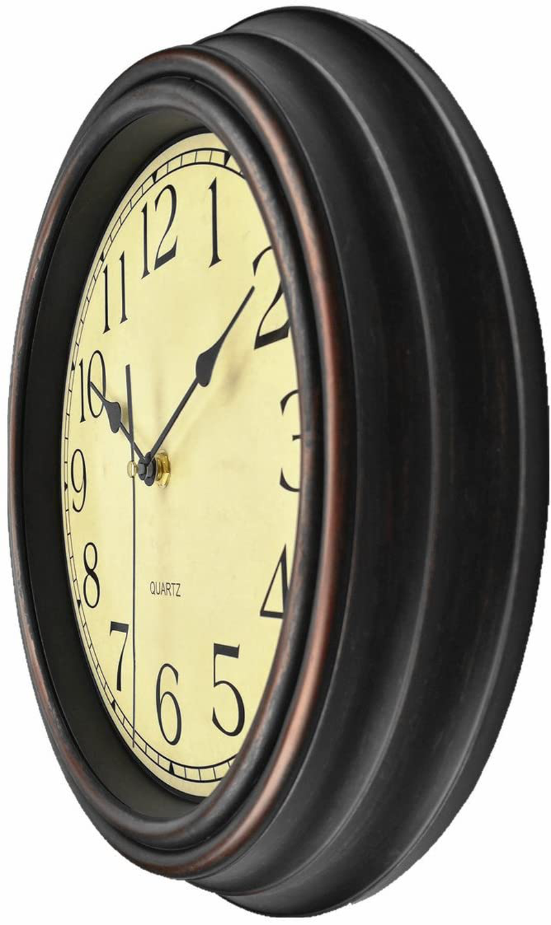 Foxtop Retro Silent Non-Ticking Round Classic Clock Quartz Decorative Battery Operated Wall Clock for Living Room Kitchen Home Office 12 inch (Bronze) Home & Garden > Decor > Clocks > Wall Clocks Foxtop   
