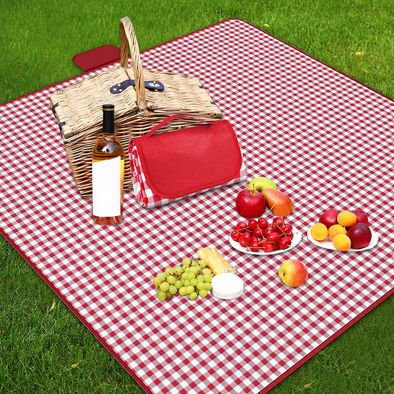 Ruisita Large Picnic Blankets 79 x 79 Inches Waterproof Blanket Portable Picnic Supplies for Outdoor Family Outdoor Camping Parties (Red and White) Home & Garden > Lawn & Garden > Outdoor Living > Outdoor Blankets > Picnic Blankets Ruisita Red and White Plaid 79 x 79 Inches 