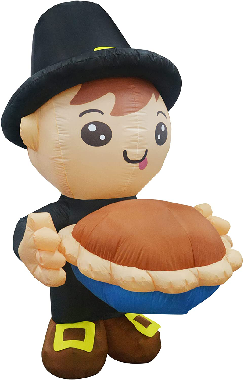 GOOSH 6 FT Height Thanksgiving Inflatables Boy Holding a Pumpkin Pie, Blow Up Yard Decoration Clearance with LED Lights Built-in for Holiday/Party/Yard/Garden Home & Garden > Decor > Seasonal & Holiday Decorations& Garden > Decor > Seasonal & Holiday Decorations GOOSH   