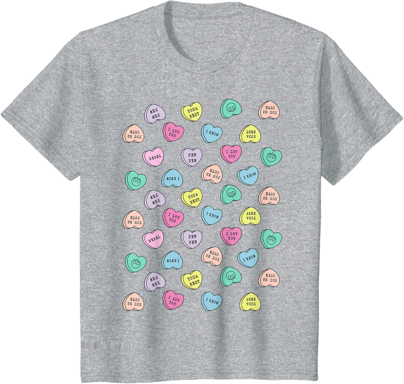 Star Wars Candy Hearts Love Valentine'S Day Graphic T-Shirt Home & Garden > Decor > Seasonal & Holiday Decorations STAR WARS Heather Grey Youth Kids 6