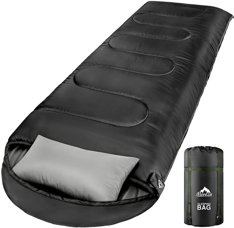 MEREZA Sleeping Bag for Adults Mens Kids with Pillow, Cold Weather XL Sleeping Bag with Compression Sack for All Season Camping Hiking Backpacking Sporting Goods > Outdoor Recreation > Camping & Hiking > Sleeping Bags mereza   
