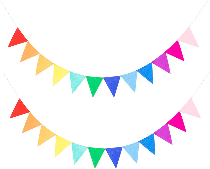 LOVENJOY 2 Assembled Rainbow Banners Felt Bunting Multicolor for Colorful Birthday Party Decorations Home & Garden > Decor > Seasonal & Holiday Decorations& Garden > Decor > Seasonal & Holiday Decorations LOVENJOY Two banners prestrung (14ft)  