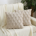 Soft Plush Short Wool Throw Pillow Covers 20X20 Inches Decorative Fluffy Farmhouse Velvet Couch Pillow Case Faux Wool Square Boho Cushion Pillowcase Pack of 2, Beige Home & Garden > Decor > Chair & Sofa Cushions Fireworx Cream Beige 18 x 18-Inch 