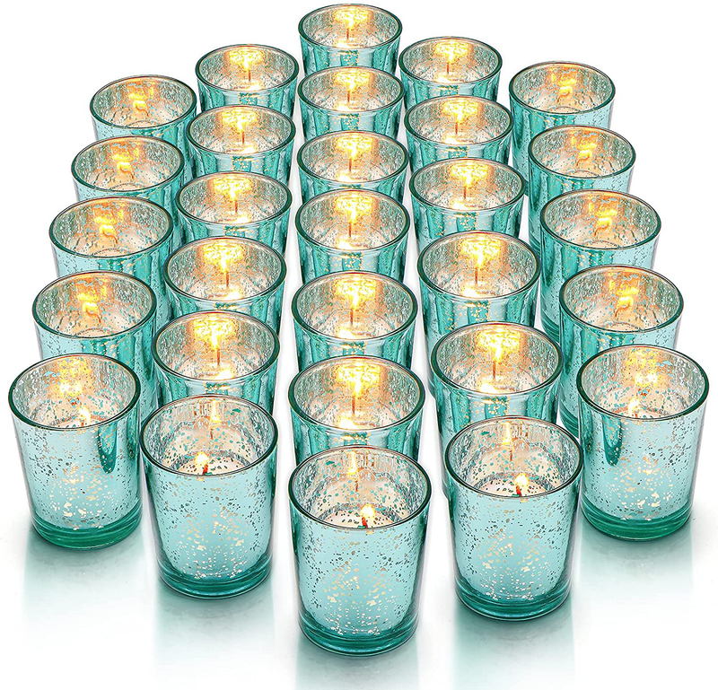 LETINE Glass Votive Candle Holders Set of 12, Clear Tealight Candle Holder Bulk, Ideal for Wedding Centerpieces, Valentines Day Decor and Home Decor Home & Garden > Decor > Home Fragrance Accessories > Candle Holders LETINE Aqua-36pcs  