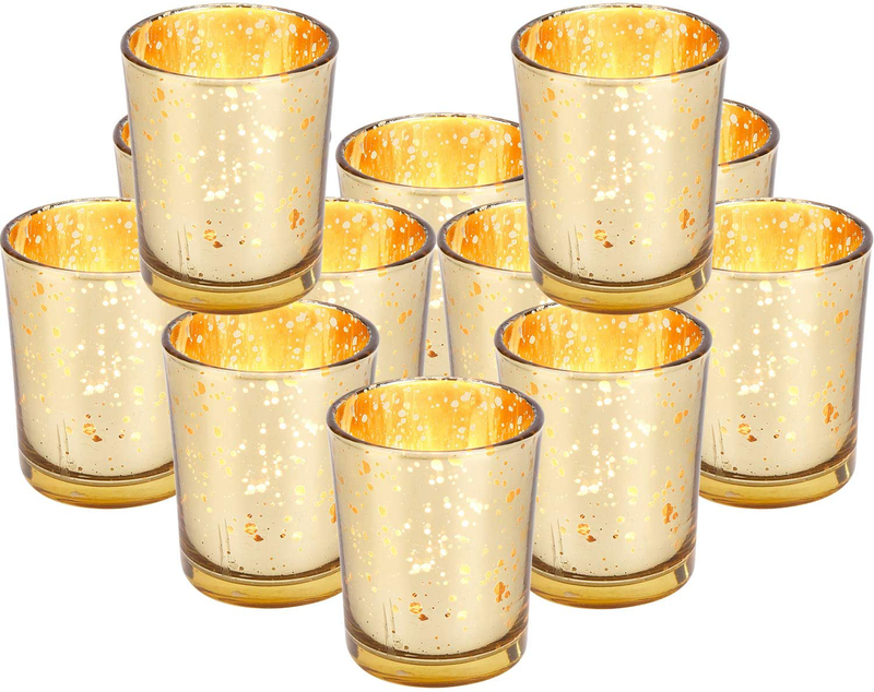 ERYTLLY Tealight Candles Holder, Warm Light Glow and Elegance Mercury Glass Votive Candle Holders Centerpieces for Tables, Weddings, Parties and Home Décor (Gold 16 Packs) Home & Garden > Decor > Home Fragrance Accessories > Candle Holders ERYTLLY Gold 16 Packs  