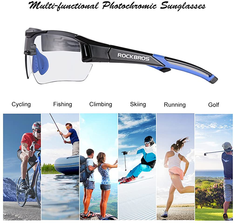 RockBros Photochromic Sunglasses for Men Women Safety Cycling Glasses UV Protection Outdoor Sport Sunglasses