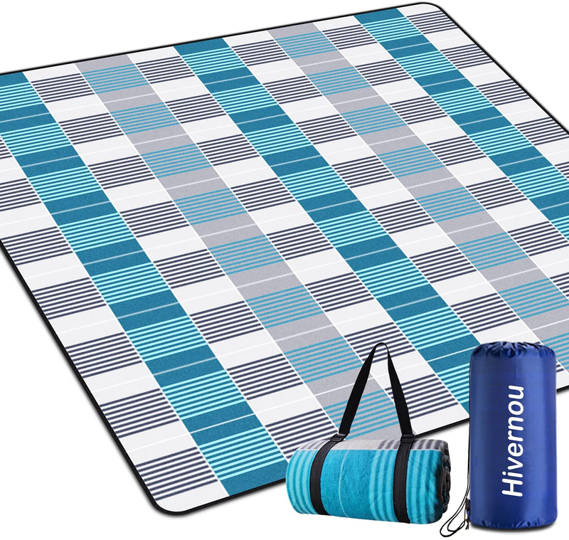 Hivernou Outdoor Picnic Blanket, Picnic Blanket Waterproof Foldable with 3 Layers Material,Extra Large Picnic Mat Beach Blanket 80"x80" for Park Camping Festivals Hiking Travelling,Thicker & Larger Home & Garden > Lawn & Garden > Outdoor Living > Outdoor Blankets > Picnic Blankets Hivernou Blue-grey  