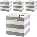 Storage Bins Storage Cubes, 13×13 Fabric Storage Boxes Foldable Baskets Containers Drawers for Nurseries,Offices,Closets,Home Décor ,Set of 4 ,Grey-white Striped Home & Garden > Decor > Seasonal & Holiday Decorations Posprica Grey-white Striped 12×12×12/4pcs 