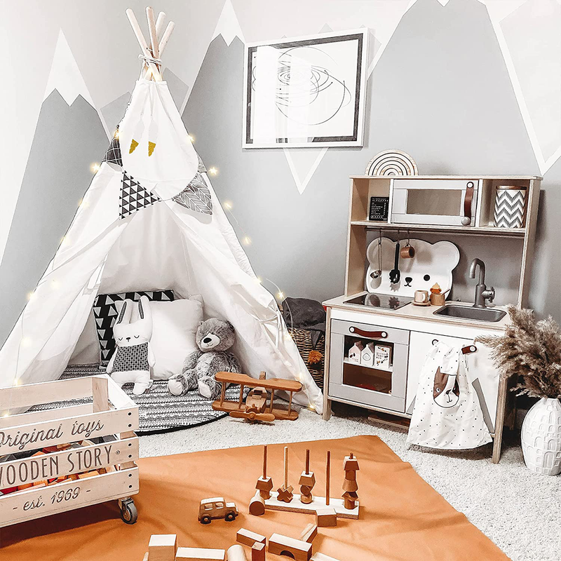 Little Dove Teepee Tent for Kids Foldable Teepee Play Tent with Carry Case, Banner, Fairy Lights, Olives Branches, Four Poles Style Raw White Color - New Version Tiny House Sporting Goods > Outdoor Recreation > Camping & Hiking > Tent Accessories little dove   
