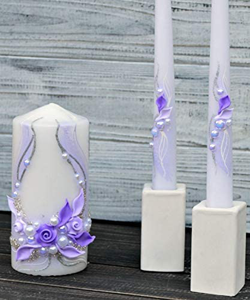 Magik Life Unity Candle Set for Wedding - Wedding Accessories for Reception and Ceremony - Decorative Pillars Violet Home & Garden > Decor > Home Fragrances > Candles Magik Life Default Title  