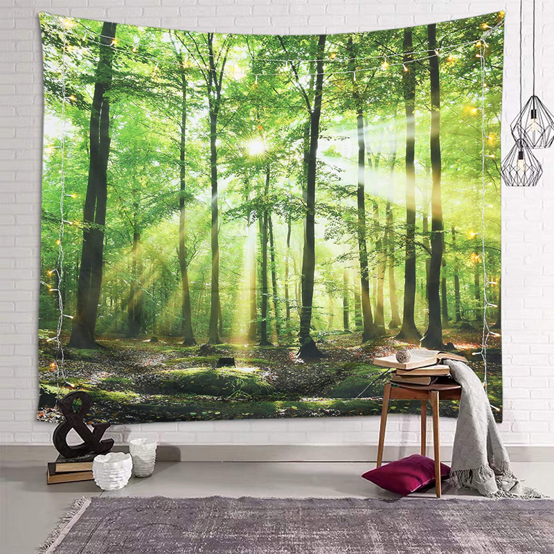 Sevendec Forest Tapestry Wall Hanging Trees Trunk Nature Green Sunlight Wall Tapestry for Livingroom Bedroom Dorm Home Decor W59" x L51" Home & Garden > Decor > Artwork > Decorative Tapestries Sevendec Forest-1 W59" x L51" 