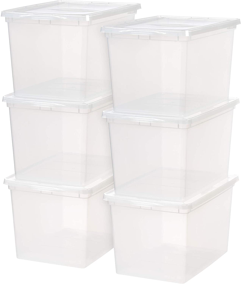 IRIS USA 5 Quart Plastic Storage Bin Tote Organizing Container with Latching Lid for Shoes, Heels, Action Figures, Crayons/Pens, Art Supplies, Stackable and Nestable, 20 Pack, Clear Furniture > Cabinets & Storage > Armoires & Wardrobes IRIS USA, Inc. 68 Qt. - 6 Pack  