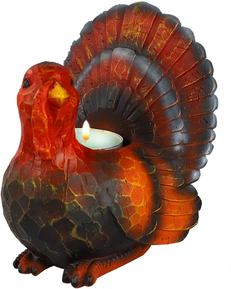 MorTime Resin Turkey Tealight Candle Holder, Thanksgiving Decorations Tea Light Turkey Candleholders for Home Table Kitchen Autumn Harvest Day Thanksgiving Party Decor Home & Garden > Decor > Seasonal & Holiday Decorations& Garden > Decor > Seasonal & Holiday Decorations MorTime   