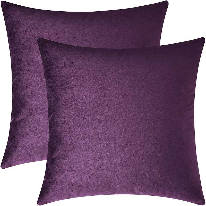 Mixhug Decorative Throw Pillow Covers, Velvet Cushion Covers, Solid Throw Pillow Cases for Couch and Bed Pillows, Burnt Orange, 20 x 20 Inches, Set of 2 Home & Garden > Decor > Chair & Sofa Cushions Mixhug Purple 20 x 20 Inches, 2 Pieces 