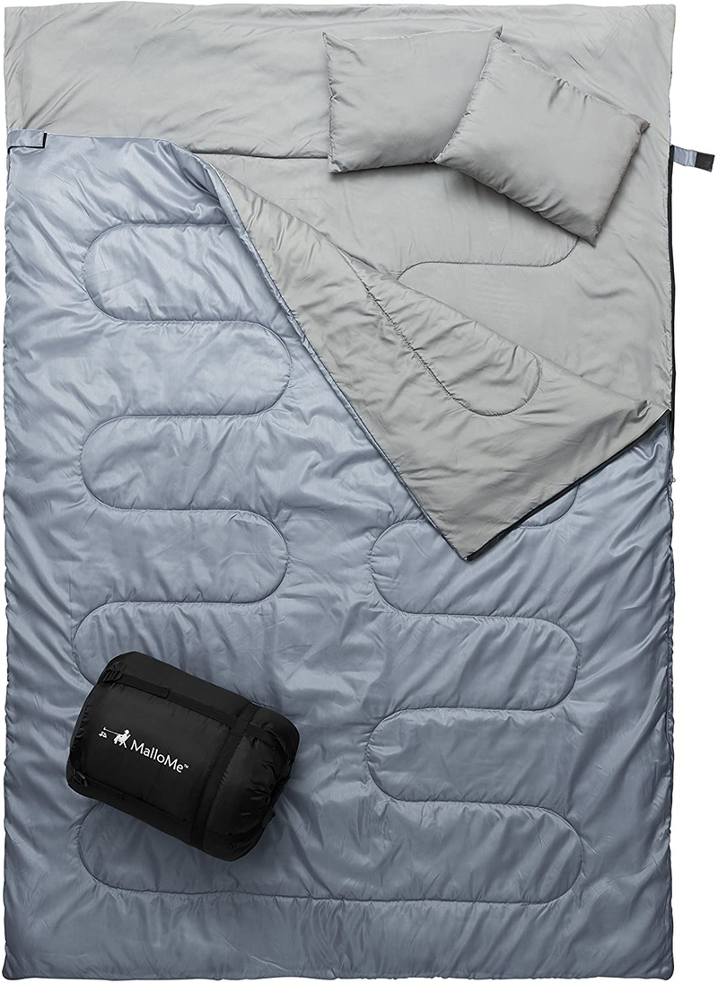 Mallome Sleeping Bags for Adults Kids & Toddler - Camping Accessories Backpacking Gear for Cold Weather & Warm - Lightweight Equipment with Ultralight Compact Bag - Girls Boys Single & Double Person Sporting Goods > Outdoor Recreation > Camping & Hiking > Sleeping BagsSporting Goods > Outdoor Recreation > Camping & Hiking > Sleeping Bags MalloMe Mountain Gray Double - 59in x 86.6" 