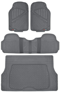 Motor Trend FlexTough Performance All Weather Rubber Car Floor Mats with Cargo Liner – Full Set Front & Rear Odorless Floor Mats for Cars Truck SUV, BPA-Free Automotive Floor Mats (Black) Vehicles & Parts > Vehicle Parts & Accessories > Motor Vehicle Parts > Motor Vehicle Seating Motor Trend Gray  