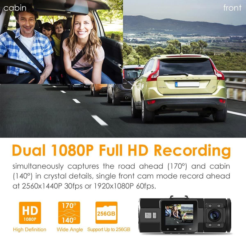 Vantrue N2 Pro Uber Dual 1080P Dash Cam, 2.5K 1440P Dash Cam, Front and Inside Accident Car Dash Camera with Infrared Night Vision, 24hr Motion Detection Parking Mode, G-Sensor, Support 256GB max Vehicles & Parts > Vehicle Parts & Accessories > Motor Vehicle Electronics VANTRUE   