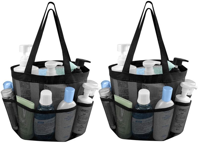 Mesh Shower Caddy Basket with 8 Storage Pockets, Portable Shower Tote Bag Hanging Swimming Pool, Toiletry Bathroom Organizer for College Dorm Room Essentials for Girls and Boys (1, Golden Dots) Sporting Goods > Outdoor Recreation > Camping & Hiking > Portable Toilets & Showers Hommtina   