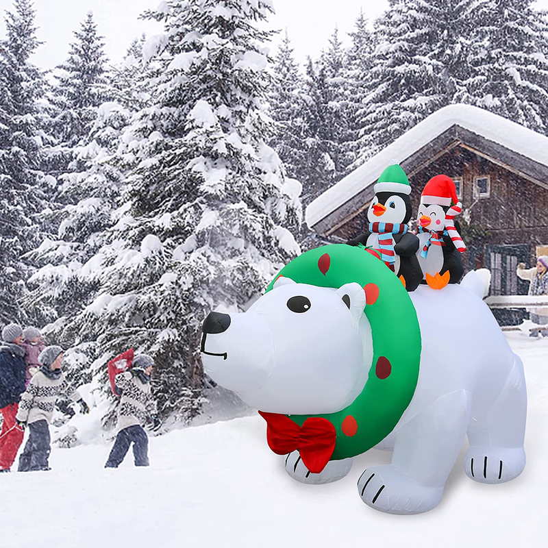 Double Couple 7.7FT Christmas Inflatable Polar Bear with Penguin Outdoor Decoration with Build in LEDs Blow up Indoor Yard Garden Lawn Decoration Home & Garden > Decor > Seasonal & Holiday Decorations& Garden > Decor > Seasonal & Holiday Decorations Double Couple   
