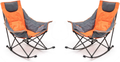 Sunnyfeel Camping Rocking Chair, Oversized Folding Lawn Chairs with Luxury Padded Recliner & Pocket,Carry Bag, 300 LBS Heavy Duty for Outdoor/Picnic/Patio, Portable Rocker Camp Chair (2Pcs Grey) Sporting Goods > Outdoor Recreation > Camping & Hiking > Camp Furniture SUNNYFEEL 2pcs Orange  