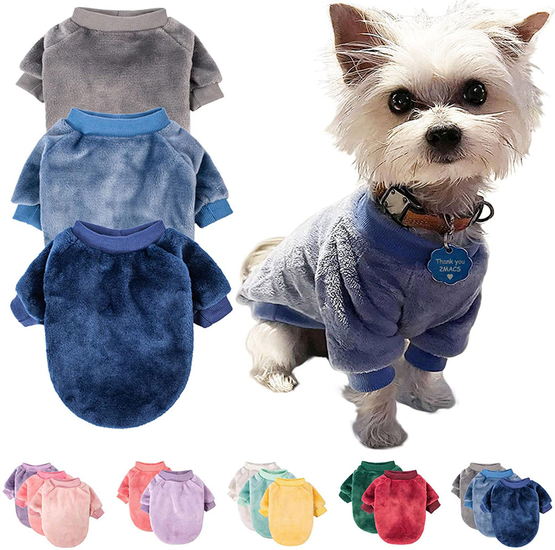 Dog Sweater, Pack of 2 or 3, Dog Clothes, Dog Coat, Dog Jacket for Small or Medium Dogs Boy or Girl, Ultra Soft and Warm Cat Pet Sweaters Animals & Pet Supplies > Pet Supplies > Dog Supplies > Dog Apparel FABRICASTLE Grey,Blue,Dark blue Small 