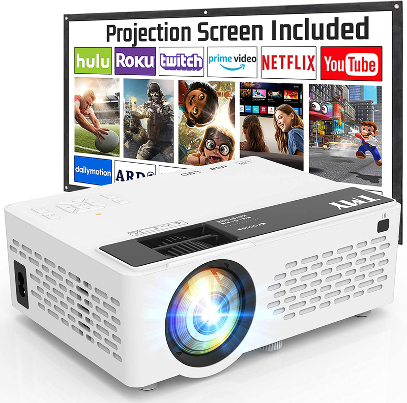 TMY Projector 6500 Lumen with 100 Inch Projector Screen, 1080P Full HD Supported Video Projector, Mini Movie Projector Compatible with TV Stick HDMI VGA USB TF AV, for Home Cinema & Outdoor Movie. Electronics > Video > Projectors TMY   