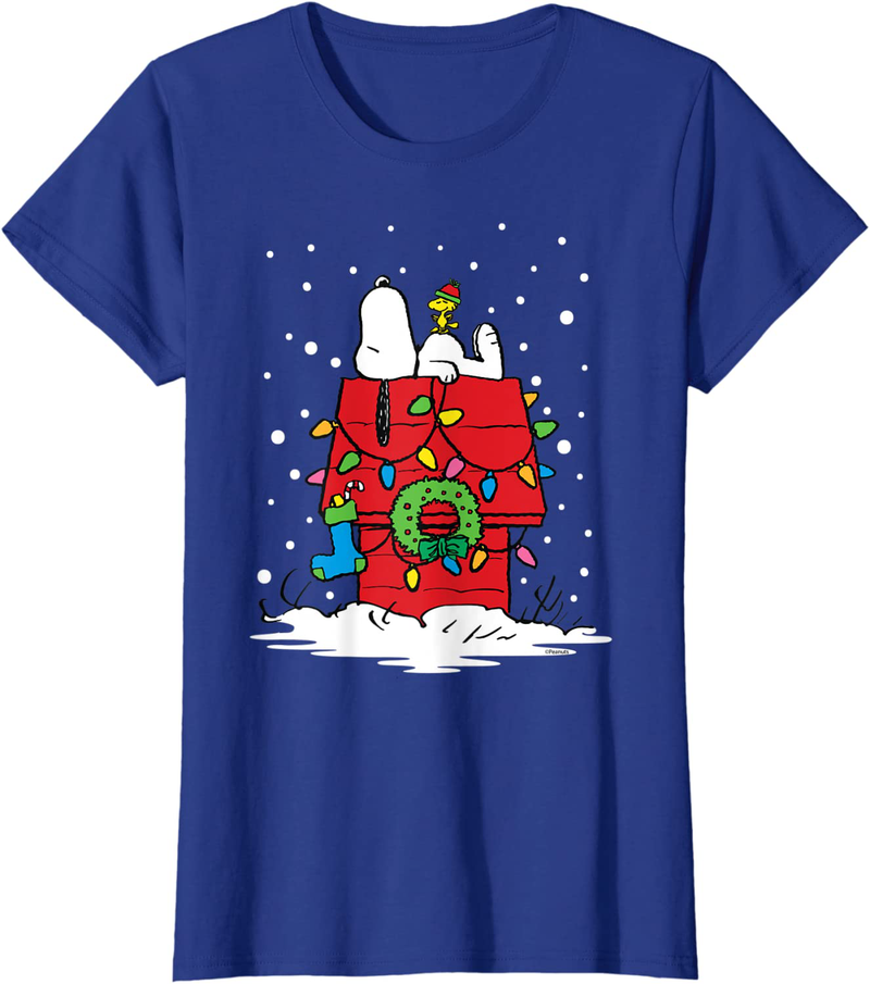 Peanuts Holiday Snoopy and Woodstock Stocking Light Up T-Shirt Home & Garden > Decor > Seasonal & Holiday Decorations& Garden > Decor > Seasonal & Holiday Decorations Peanuts Royal Blue Women XL