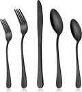 LIANYU Black Silverware Flatware Set for 12, 60-Piece Stainless Steel Cutlery Set Includes Knives Spoons Forks, Mirror Finished, Dishwasher Safe Home & Garden > Kitchen & Dining > Tableware > Flatware > Flatware Sets LIANYU Black  