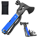 Multitool Camping Hammer Axe Hiking Emergency Survival Multitool 16 in 1 with Folding Mini Knife Saw Screwdrivers Hatchet Plier Gift for Men Dad Husband (Blue)