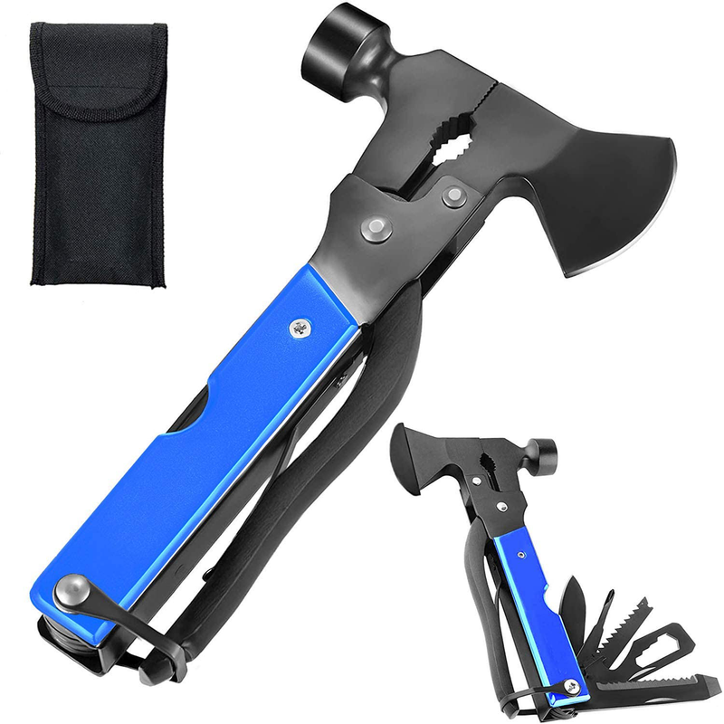 Multitool Camping Hammer Axe Hiking Emergency Survival Multitool 16 in 1 with Folding Mini Knife Saw Screwdrivers Hatchet Plier Gift for Men Dad Husband (Blue) Sporting Goods > Outdoor Recreation > Camping & Hiking > Camping Tools Stronger Blue  