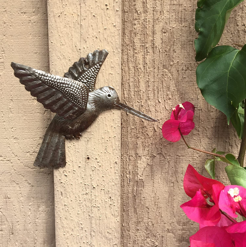 Hummingbirds, Set of 2, Nature Inspired Small Wall Hanging Ornamental Birds, Fall Garden Home Decorations, Good Luck Accent Plaques, Handmade in Haiti 6 x 5.5 Inches Home & Garden > Decor > Artwork > Sculptures & Statues It's Cactus   