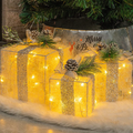 Hourleey Set of 3 Christmas Lighted Gift Boxes, Pre-lit 60 LED Light Up Present Boxes Ornament Outdoor Warm White Tinsel Boxes Decoration for Indoor Christmas Home Yard Lawn Decor Home & Garden > Decor > Seasonal & Holiday Decorations& Garden > Decor > Seasonal & Holiday Decorations Hourleey Warm White  