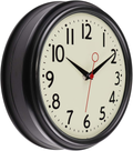 Lumuasky Retro Wall Clock 9.5 Inch Red Kitchen 50's Vintage Design Round Silent Non Ticking Battery Operated Quality Quartz Clock Home & Garden > Decor > Clocks > Wall Clocks Lumuasky Black  